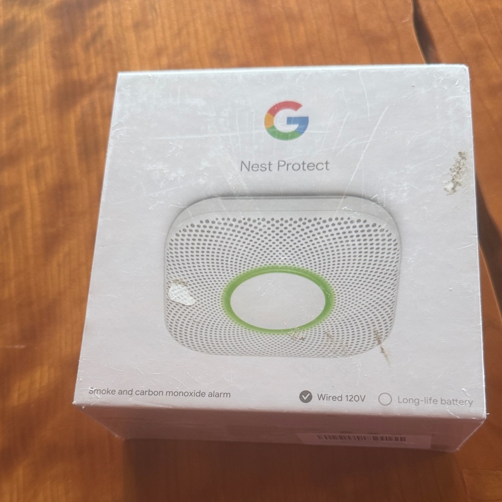 Google Nest Protect Alarm — White with Green Ring